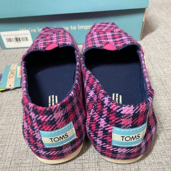 NWB! TOMS Womens Alpargata Loafer Flat Pink Multi Checked Plaid Size 8 - Picture 5 of 8